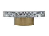 35x35x16" Unique Gray Black Ivory Capiz Coffee Table with Gold Pedestal Base W2078P154259