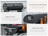 30" Portable Barrel Charcoal BBQ Grill, Steel Outdoor Barbecue Smoker with Storage Shelf, Wheels for 35203381