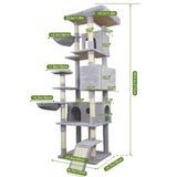 84 in light gray cat tree tower with large condo sisal scratching post big hammock and top platform W243P326646