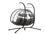 2 Persons Egg Chair with Stand Indoor Outdoor Swing Chair Patio Wicker Hanging Egg Chair Hanging 00595291