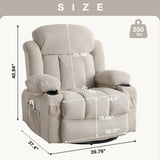 Swinging recliner massage heated sofa, with USB and 2 cup holders in side pockets, W1521P303168