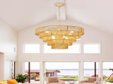 68.07" Tiered Chandelier, 5-Tier Off White Metal & Glass Pendant Light, 8xB12 Socket Max 40W, Bulbs W6558P574497