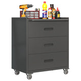 ZNTS Heavy-Duty Metal Storage Cabinet with Wheels - 3 Drawer Tool Cabinet for Garage, Office, and Home T2398P242683