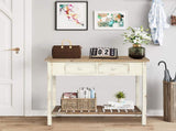 Vintage Two - Drawer Console Table with Open Shelf, Distressed Finish for Entryway & Living Room W2295P366795