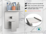 Rainfall Shower System With Storage Rack 10 inch Shower Faucet Set Matte Black High Pressure 23283289