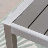Coral Outdoor Aluminum Dining Table with Faux Wood Top, Gray Finish,Grey 60452.00