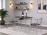 1 Table 2 Chairs Table Set, Oval Tabletop, MDF & Metal Frame, KD Assemble 59100001