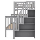 Twin over Full Stairway Bunk Bed with Storage, Gray 08886606