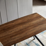 Modern Minimalist Style Dining Table MDF wooden Top Black Metal Shelf Metal Heat Transfer Legs W241132801