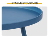 Round 2-Tier Small Side Table, Navy Blue Metal Frame, 12.6 Inch Diameter Compact End Table, 39630808