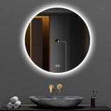 32'' LED Round LED Bathroom Mirror with Lights-Wall Mount Vanity, Anti-Fog, 3 Color Temperature W2709P242511