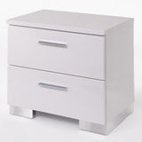 White and Chrome 2-Drawer Nightstand B062P189237