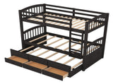 Twin over Twin Wood Bunk Bed with Trundle and Drawers, Espresso 34668938