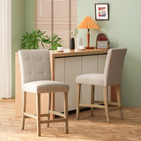 Contemporary Fabric Button Tufted 26 Inch Counter Stools, Set of 2, Beige 71254.00BGE