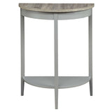 ZNTS Grey Oak and Grey Half Moon Console Table with Bottom Shelf B062P181397