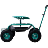 Rolling Garden Scooter Garden Cart Seat with Wheels and Tool Tray, 360 Swivel Seat,Green W46542630