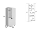 Riner Multistotage 67" H with 5-tier storage shelves and 2 doors, White B097P199734