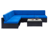 Fully Equipped Weaving Rattan Sofa Set with 2pcs Middle Sofas & 4pcs Single Sofas & 1 pc Coffee 61740829