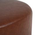 Upholstered Round Ottoman,PU Leather,Brown N757P181733R