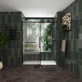 S-RM6076TB 56-60"W x 76"H Sliding Shower Door, Frameless Glass Shower Door with Matte Black W1865P189853