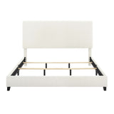 ZNTS Queen Size White Boucle Upholstered Platform Bed B108P160258