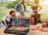 3-Burner Flat Top Gas Griddle Cooking Station with Ceramic Coated Cast Iron Pan, 96035868