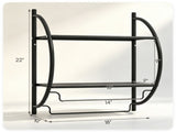 Black Rust-Proof Wall Bathroom Shelving Unit with Dual Hanging Bars, Adjustable Layout Mesh Storage 62719397
