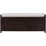 Storage Bench with 3 Shutter-shaped Doors, Shoe Bench with Removable Cushion and Hidden Storage 58461995