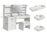 Pitted Particleboard With Triamine Coating, Tempered Glass Table Top, 5 Drawers, With Shelves, With 17307547