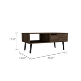 Coffee Table, One Open Shelf, One Drawer, Dark Walnut B097133228
