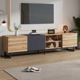 ZNTS Modern TV with 3 Cabinets& Open Shelves, Color-matching Media Console Table for TVs up to 80'', WF319402AAQ