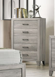 1pc Contemporary Five-Drawers Chest Bed Side Cabinet Wooden Furniture Rustic Gray Color B2741P334815
