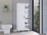 Keller Linen Cabinet 63" H, with 1 door and 9 shelves, White, B097P199738
