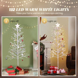 6ft With Stars On The Top, Snowy Fir Shape, Plastic Material, 132 Lights, Warm White Two-Color 8 24653719