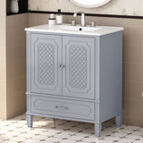 30" Bathroom Vanity with Sink Vintage Style, Multi-functional Storage Space, Door Shelf, N759P218644E