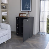 Rawlins Bar Cart with 6-Bottle Rack, Storage Cabine and Mobile Caster Wheels B128P176158