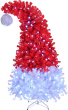 ZNTS 6 FT Santa Hat Style Pre-lit Christmas Tree, Hinged Artificial Xmas Tree Pine Tree with 300 Lights, 26451008