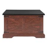 Farmhouse Coffee Table, Square Wood Table with Large Hidden Storage Compartment for Living Room, W2275P148554
