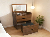 3-in-1 Vanity Desk with Lighted Mirror & Stool, Flip Top Makeup Dressing Table, Compact Storage for 29993519