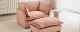 Modern Armchair Sofa 47" Cozy Upholstered Sofa Chair with Movable Ottoman, Wide Seat, Curved N719P292695P