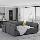 Modern 7-Seater U-Shaped Sofa with 2 Chaise Lounges, Convertible U Shaped Sofa Couch with with B2716P355800