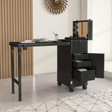Portable Nail Art Table w/ LED Mirror, Bluetooth, Lockable Drawers, Telescopic Pole - Folding 99919600