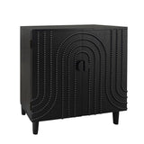 Modern Black Wood Storage Cabinet with Decorative Door, 30in Accent Sideboard for Living Room, W2729P239175