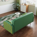 green Loveseat sofa with tulip pattern Modern Upholstered Two Seater PU Sofa with 2 dumpling-shaped W1767142165