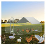 ZNTS 10 x 13ft Outdoor Large Metal Chicken Run Coop with 1 piece of Waterproof Cover, Garden Backyard 75157167