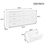 ZNTS Modern White 9-Drawer Dresser for Bedroom - Ample Storage Wide Chest of Drawers, Sturdy & Safe W1785136033