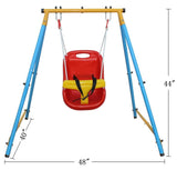 Baby Toddler Indoor/Outdoor Metal Swing Set with Safety Belt for Backyard 77307620
