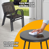 3-Piece Patio Bistro Set, Outdoor Furniture Set with 2 Stackable Patio Dining Chairs and Glass 31111029