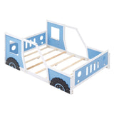 Full Size Classic Car-Shaped Platform Bed with Wheels,Blue WF306743AAC