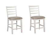 ZNTS White Color Solid wood Set of 2pcs Counter Height Chairs Dining Room Furniture Ladder Back Light B011P190159